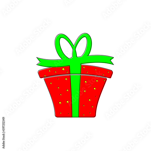 Gift box icon, flat graphic design template, Christmas present, Xmas symbol, Birthday surprise, vector illustration