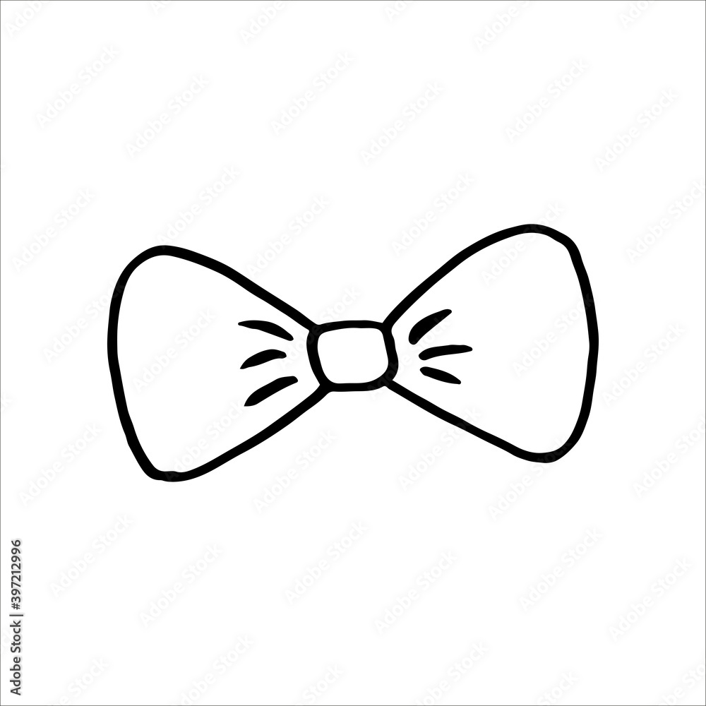 Fototapeta premium Bow Hand drawing doodle. Nice, funny drawing. Black and white drawing. Vector. Icon.