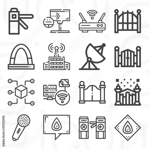 16 pack of router  lineal web icons set