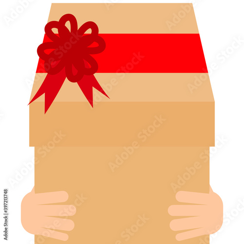 Illustrator vector of giving gift, present with  red ribbon
