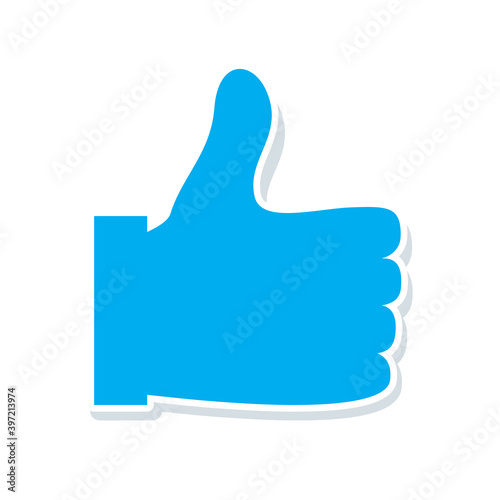 Thumbs up icon isolated on white background. Trendy thumbs up icon in flat style. Template for web site, social network, app, ui and logo. Thumbs up vector	