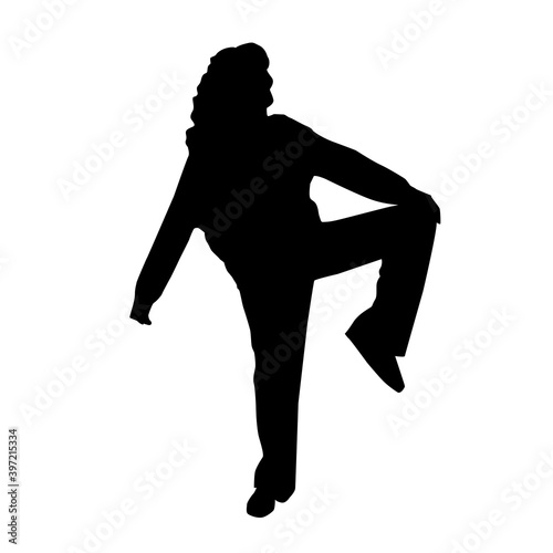 Female girl black silhoette, hipster posing in sposts suit vector illustration