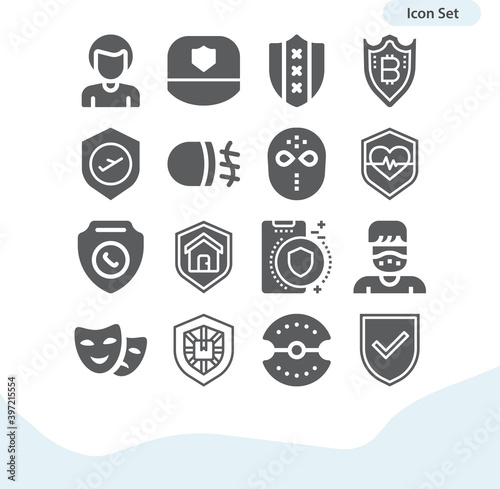 Simple set of conceal related filled icons.