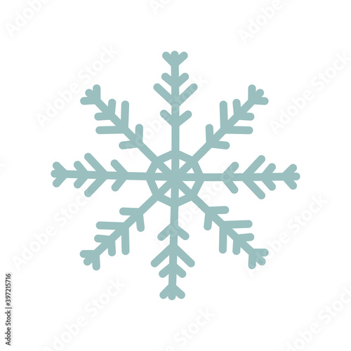 Simple snowflake isolated on white. Vector, hand-drawn illustration for the design of Christmas or new year greeting cards.