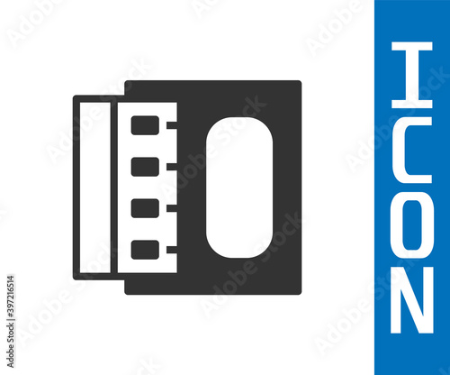 Grey Open matchbox and matches icon isolated on white background. Vector.