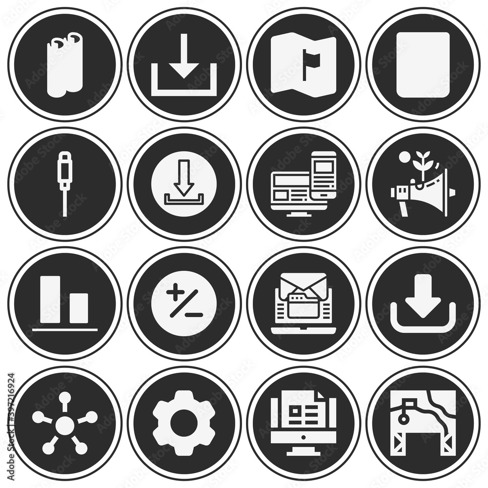 16 pack of plan  filled web icons set
