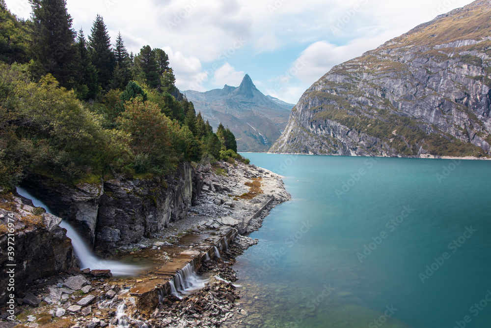 Atmosphere at the Zervreilasee in the Swiss Alps