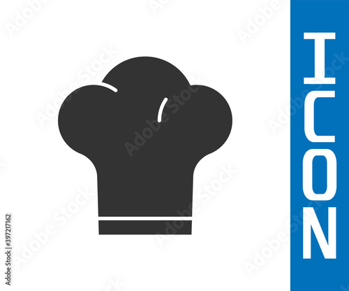 Grey Chef hat icon isolated on white background. Cooking symbol. Cooks hat. Vector.