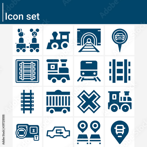 Simple set of cable railway related filled icons.
