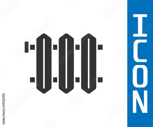 Grey Heating radiator icon isolated on white background. Vector.