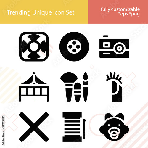 Simple set of yarn related filled icons.
