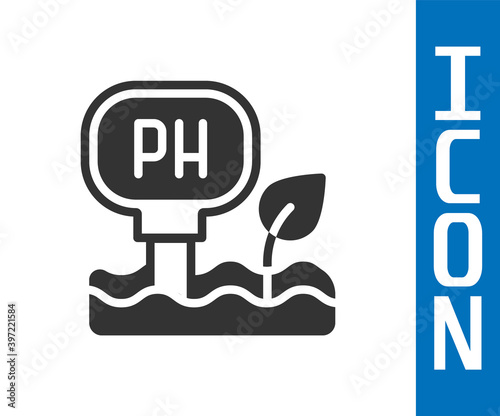 Grey Soil ph testing icon isolated on white background. PH earth test. Vector.