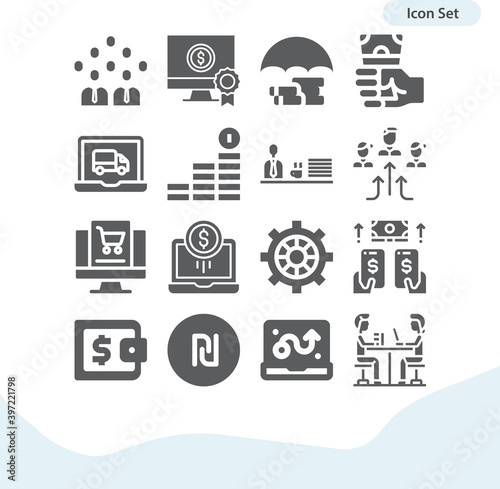 Simple set of securities related filled icons.