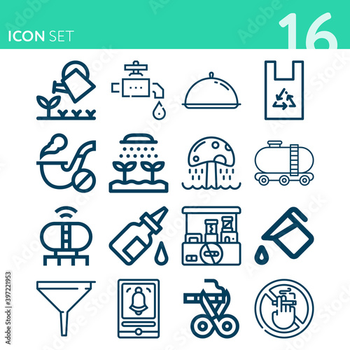 Simple set of 16 icons related to vapor