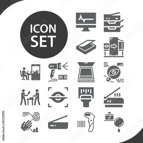 Simple set of scanner related filled icons.