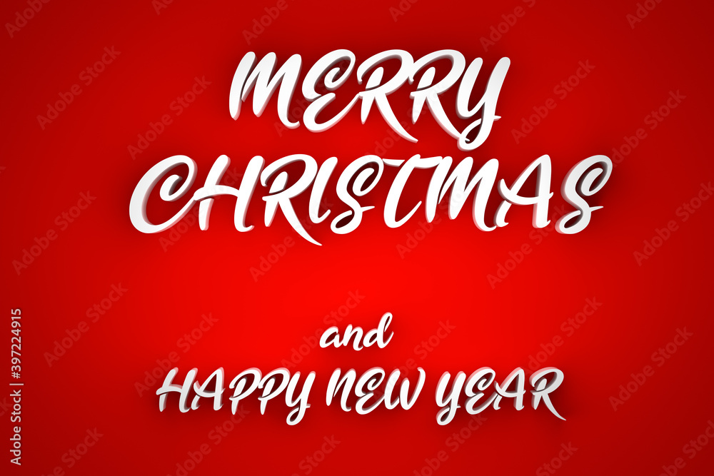 Text Marry Christmas and Happy New Year on red background