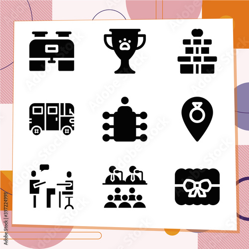 Simple set of 9 icons related to criteria