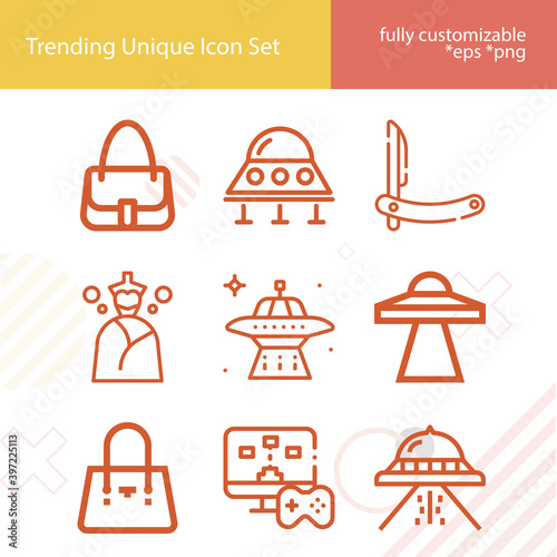 Simple set of strictly related lineal icons.