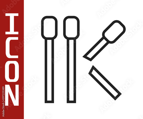 Black line Matches icon isolated on white background. Vector.