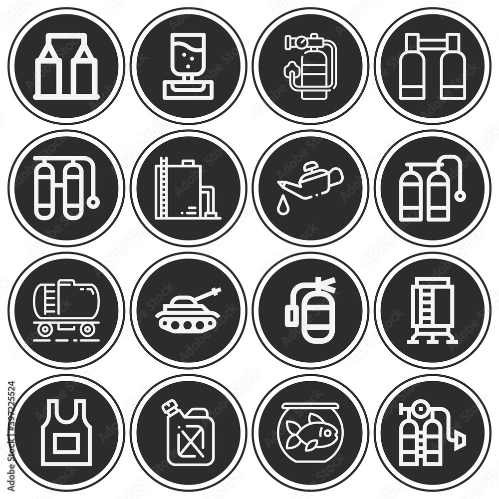 16 pack of tank car lineal web icons set 16 pack of tank car lineal web icons set