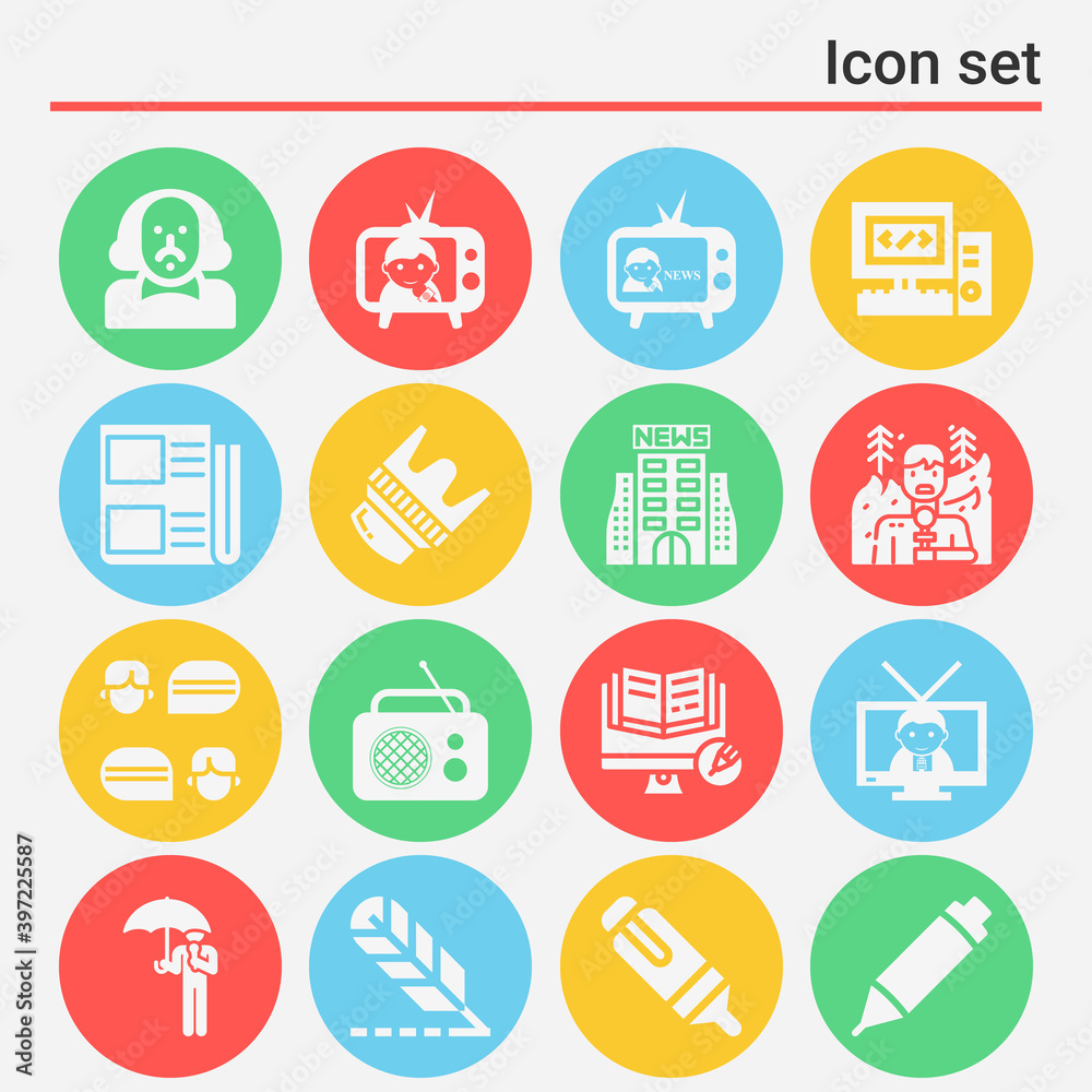 16 pack of journalist filled web icons set 16 pack of journalist filled web icons set