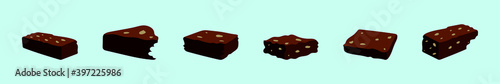 set of brownie cartoon icon design template with various models. vector illustration isolated on blue background