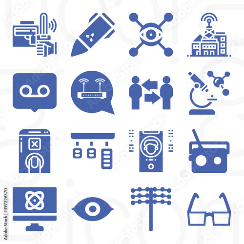 16 pack of microscopy  filled web icons set