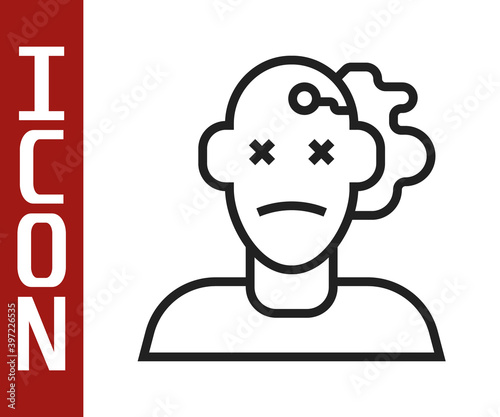 Black line Murder icon isolated on white background. Body, bleeding, corpse, bleeding icon. Concept of crime scene. Vector.