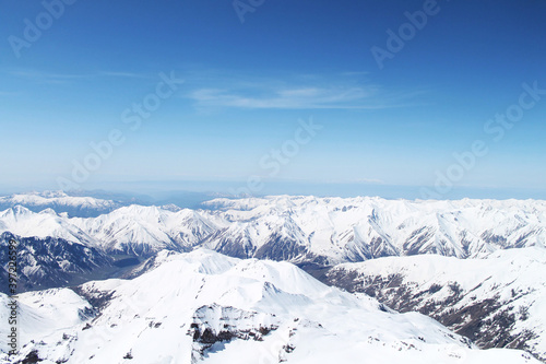 snow covered mountains on the way to the top of Kazbegi © Gabriel