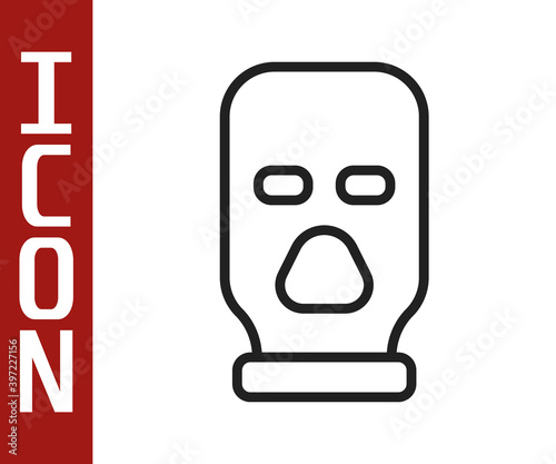 Black line Balaclava icon isolated on white background. A piece of clothing for winter sports or a mask for a criminal or a thief. Vector.