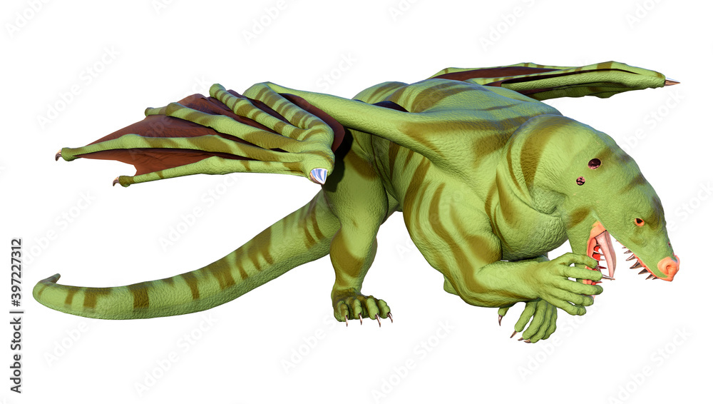 Fototapeta premium 3D Rendering Fairy Tale Dragon on White