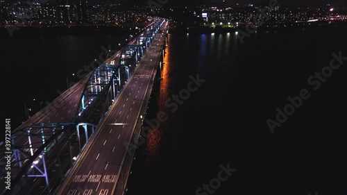 Aerial view of Dongjak bridge in Seoul,South Korea. photo