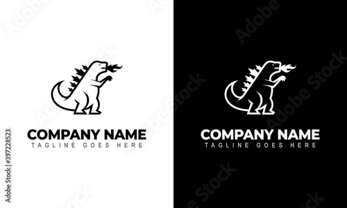 Ilustration vector graphic of  dinosaur outline logo
