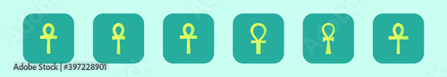 set of ankh symbol cartoon icon design template with various models. vector illustration isolated on blue background