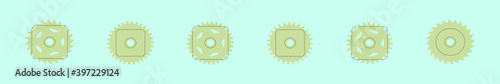 set of bike sprocket cartoon icon design template with various models. vector illustration isolated on blue background