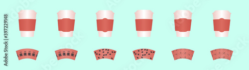 set of coffee sleeve cartoon icon design template with various models. vector illustration isolated on blue background