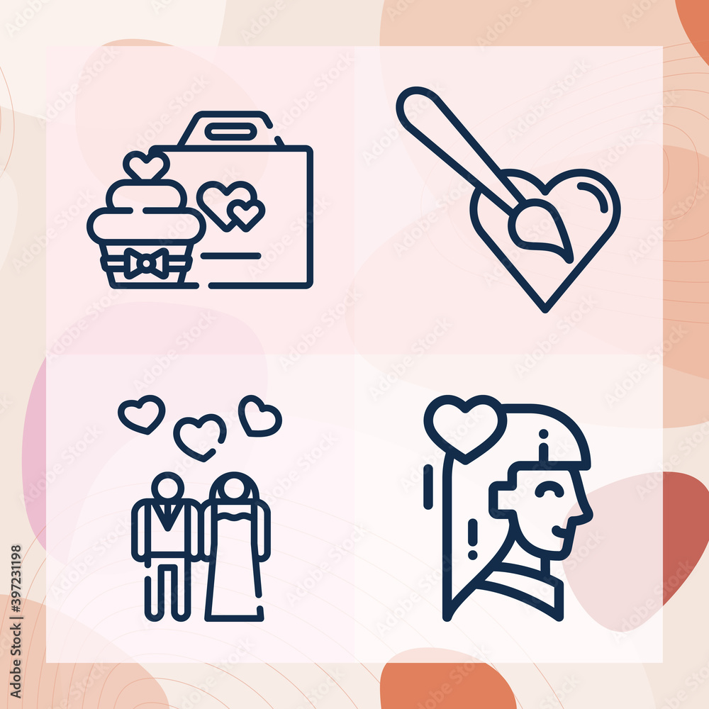 Simple set of boyfriend related lineal icons