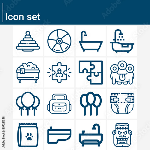 Simple set of toy related lineal icons.
