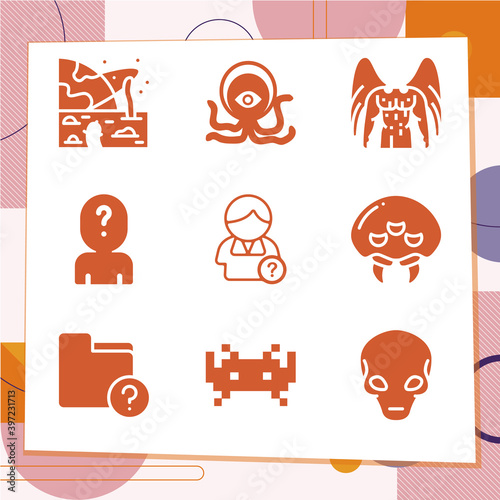 Simple set of 9 icons related to outsider