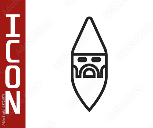 Black line Wizard warlock icon isolated on white background. Vector.