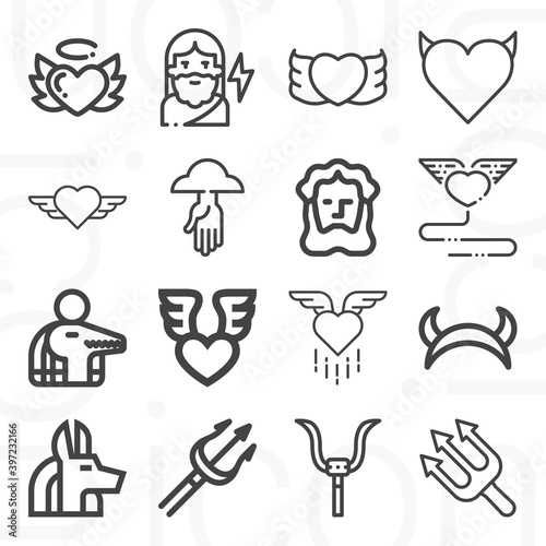 16 pack of supernatural being  lineal web icons set