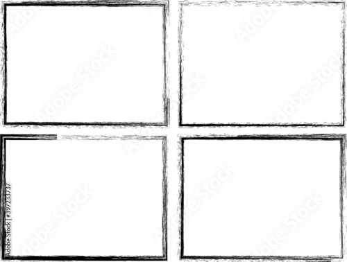 Fototapeta Naklejka Na Ścianę i Meble -  Set of Grunge Black and White Frames . textured rectangles for image