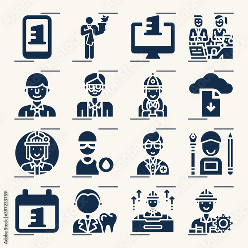 Simple set of occupations related filled icons.