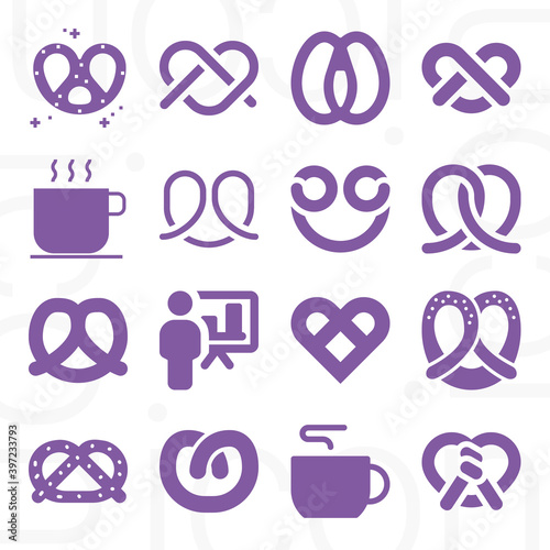 16 pack of pictorial  filled web icons set
