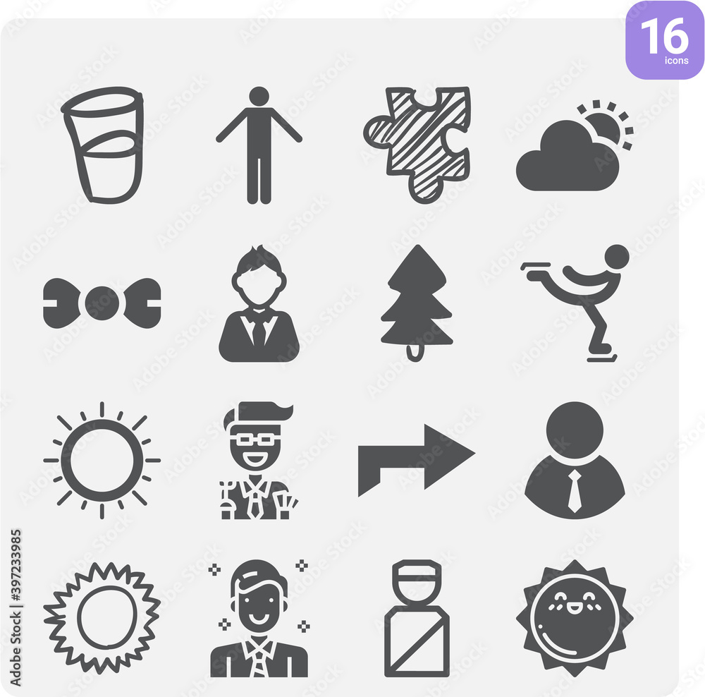Simple set of shaded related filled icons. Simple set of shaded related filled icons.