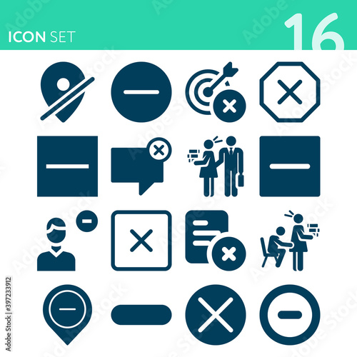 Simple set of 16 icons related to unwanted