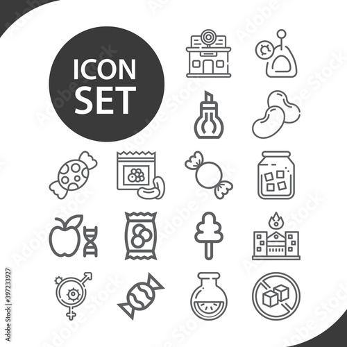 Simple set of diabetes related lineal icons.