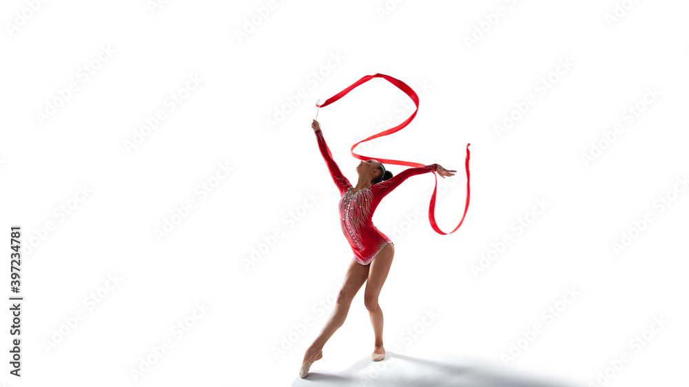 Rhythmic gymnast isoladed on white. Rhythmic gymnast isoladed on white.
