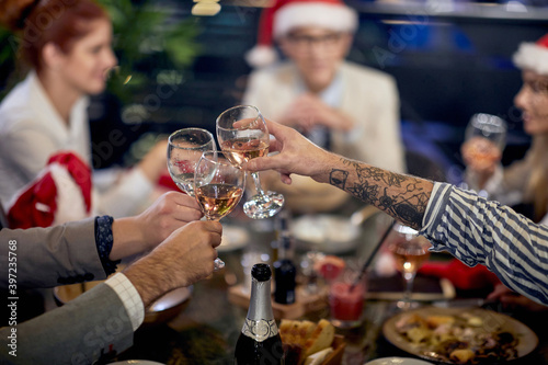 Sticker Employees toasting on a company's dinner party