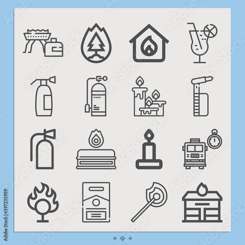 Simple set of burned related lineal icons.